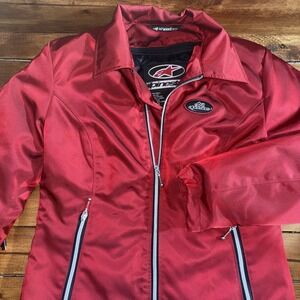 Vtg Alpinestars Stella Motorcycle Jacket Women Large Red Sheen Pads Lined Y2K